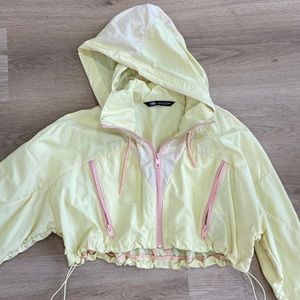 NWT Zara Cropped Hooded Rain Jacket/Windbreaker